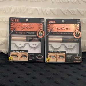 Kiss magnetic eyeliner false eyelashes in black. 2 sets.